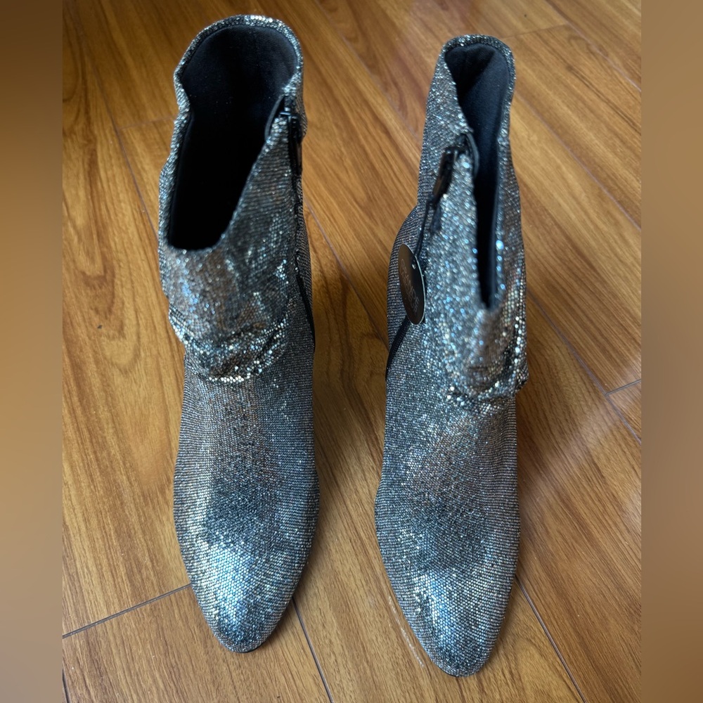New Look Silver Heeled Boots with Glitter Finish - Picture 6 of 14
